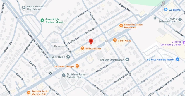 Map of Tomasetti Law Wilmington Office at 707 Philadelphia Pike